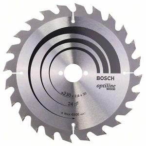 Pjovimo diskas medienai Bosch OPTILINE WOOD; 230x2,8x30,0 mm; Z24; 15°  