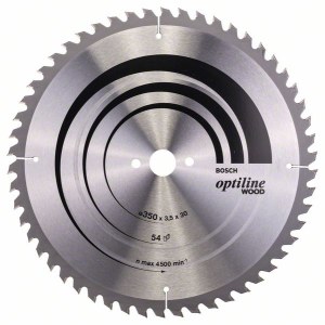 Pjovimo diskas medienai Bosch OPTILINE WOOD; 350x3,5x30,0 mm; Z54; 10°  