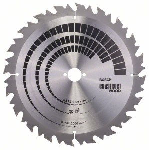 Pjovimo diskas medienai Bosch CONSTRUCT WOOD; 315x3,2x30,0 mm; Z20; 20°  