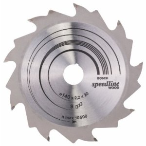 Pjovimo diskas medienai Bosch SPEEDLINE WOOD; 140x2,2x20,0 mm; Z9; 15°  