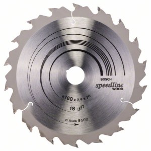 Pjovimo diskas medienai Bosch SPEEDLINE WOOD; 160x2,4x20,0 mm; Z18; 15°  