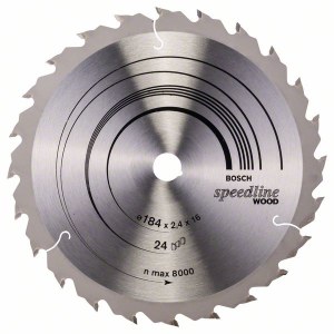 Pjovimo diskas medienai Bosch SPEEDLINE WOOD; 184x2,4x16,0 mm; Z24; 15°  