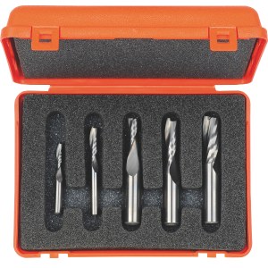 Frezų rinkinys CMT upcut spiral; 1/4'' (6,35 mm) - 1/2'' (12,7 mm); 5 dalys