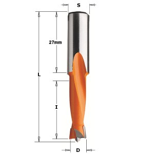 Grąžtas medienai CMT; S=10x27 mm; D=5x27 mm 