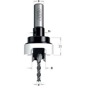 Medienos grąžtas su gilintuvu CMT; 90°; S=10 mm; D=5 mm; D2=15 mm 