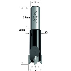 Kūginis gilintuvas su lygiagrečiu koteliu CMT 515.615.11; D=15 mm 