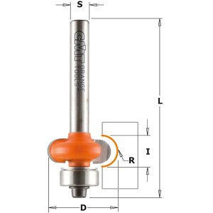 Griovelių freza CMT; S=6 mm; D=19 mm; R=3,2 mm; su guoliu
