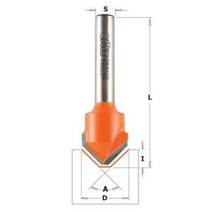 V formos griovelių freza CMT; S=1/4''; D=18 mm 