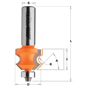 Griovelių freza CMT; S=1/2''; D=23,8 mm; R=4 mm; su guoliu