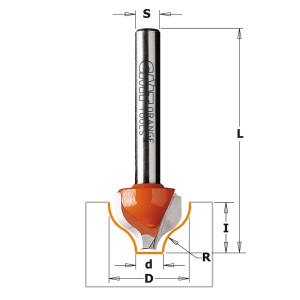 Kampų formavimo freza CMT; S=1/4''; D=12,7 mm; R=2 mm 