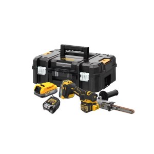 Juostinis šlifuoklis DeWalt DCM200E2T-QW; 18 V; 2x1,7 Ah akum.