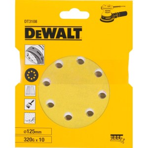 Šlifavimo popierius medienai DeWalt DT3108-QZ; K320; 125 mm; P320; 10 vnt.