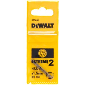 Grąžtas metalui DeWalt Extreme2 HSS-G, DIN 338; 1,5x40 mm; 2 vnt.