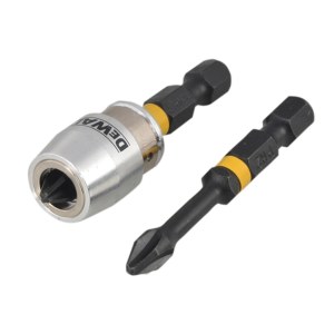 Smūginis sukimo antgalis DeWalt; PH2; 50 mm; 2 vnt. + magnetinis laikiklis