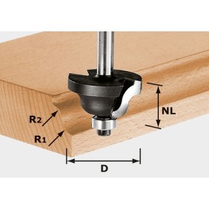 Dvigubo spindulio freza Festool 4/13/53 mm su guoliu