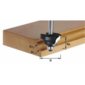 Dvigubo spindulio freza Festool 6,35/19/59 mm su guoliu
