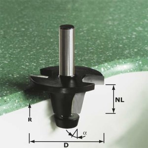 Praustuvų freza Festool; 49 mm; 12/6,35/81,7 mm su guoliu