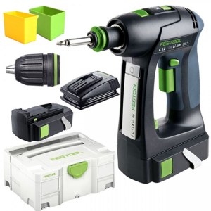 Suktuvas-gręžtuvas Festool C 12 Li Plus; 10,8 V; 2x1,5 Ah akum.