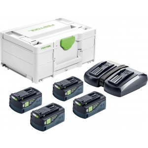 Priedų rinkinys Festool SYS 18V 4x5,2/TCL 6 DUO; 18 V; 4x5,2 Ah akum.