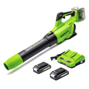 Akumuliatorinis lapų pūstuvas Greenworks GD24X2ABK2X; 48 V; 2x2,0 Ah akum.