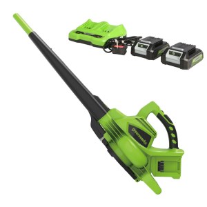 Akumuliatorinis lapų siurblys-pūstuvas Greenworks GD24X2BVK4X; 2x24 V; 2x4,0 Ah akum.