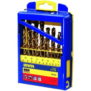 Grąžtų komplektas metalui Irwin HSS; 1-10 mm; 19 vnt.