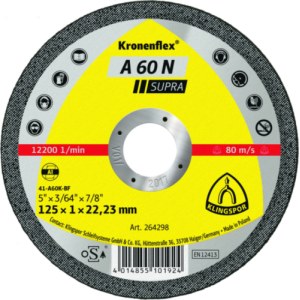 Abrazyvinis pjovimo diskas Klingspor A 60 N Supra; 125x1 mm; 25 vnt.