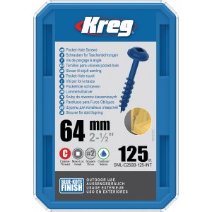 Medvaržtis Kreg SML-C250B; Maxi-Loc; 2,50''; 64 mm; 125 vnt.; mėlyni