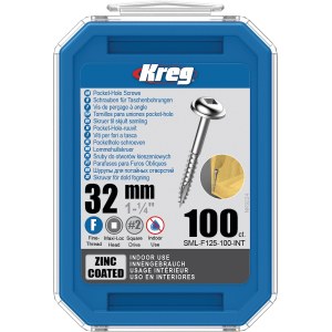 Medvaržtis Kreg SML-F125; Maxi-Loc; 1,25''; 32 mm; 100 vnt.; smulkus sriegis