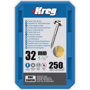 Medvaržtis Kreg SML-F125; Maxi-Loc; 1,25''; 32 mm; 250 vnt.; smulkus sriegis