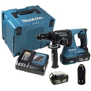 Akum. perforatorius Makita BHR243RFE; 2 J; SDS-plus; 18 V; 2x3,0 Ah akum.
