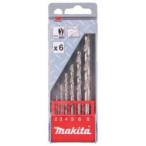 Grąžtų komplektas metalui Makita HSS-G; 2-8 mm; 6 vnt.