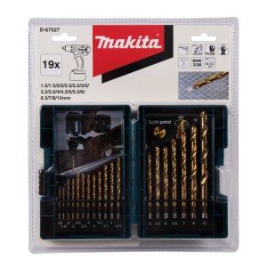 Grąžtų komplektas metalui Makita D-67527; 1,5-10 mm; 19 vnt.