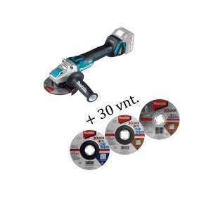 Kampinis šlifuoklis Makita DGA521ZX1+; 18 V (be akumuliatoriaus ir pakrovėjo) + priedai