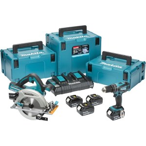 Įrankių rinkinys Makita DLX2103PMJ (DHS710 + DDF453); 18 V; 4x4,0 Ah akum.
