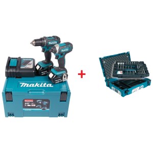 Įrankių rinkinys Makita DLX2127MJ (DDF482+DTD152); 18 V; 2x4,0 Ah akum.+ 66 dalių priedų rinkinys Makita B-43044