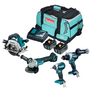 Įrankių rinkinys Makita DLX4156TX (DDF486 + DTD153 + DGA504 + DHS660); 18 V; 2x5,0 Ah akum.