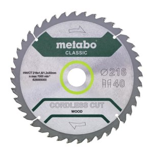 Pjovimo diskas medienai Metabo HW/CT CORDLESS CUT WOOD - CLASSIC; 216x30x40 mm; 5°