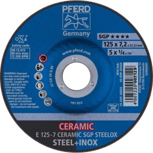 Šlifavimo diskas Pferd SGP Ceramic Steelox; 125x7,2 mm 