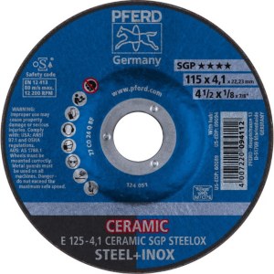 Šlifavimo diskas Pferd SGP Ceramic Steelox; 125x4,1 mm 