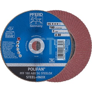 Vėduoklinis šlifavimo diskas Pferd SG Steelox; 180 mm; A80 