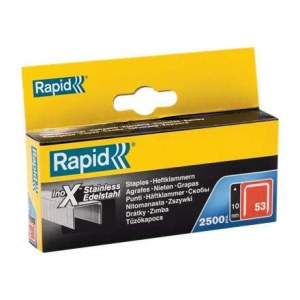 Kabės Rapid Inox; 10 mm; 2500 vnt.; tipas 53; nerūdijančio plieno
