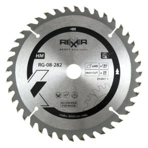 Pjovimo diskas medienai Rexxer RG-08-282; 185x20x2 mm; Z40