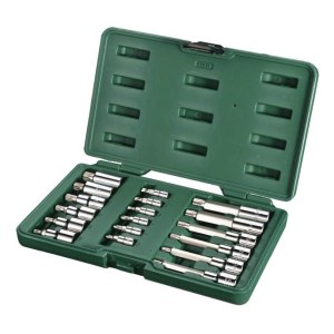 Galvučių su antgaliais rinkinys Sata S09051; 1/4''+1/2''; 18 vnt.