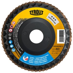 Vėduoklinis šlifavimo diskas Tyrolit 34577061; 125x22,23 mm; K40