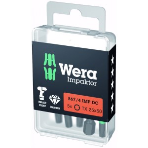 Smūginis sukimo antgalis Wera WE05057665001; Impaktor; 1/4''; Torx; TX25; 50 mm; 5 vnt.