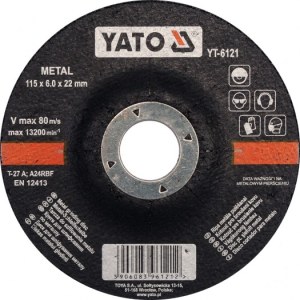 Šlifavimo diskas Yato YT-6121; 115x6,0x22 mm 