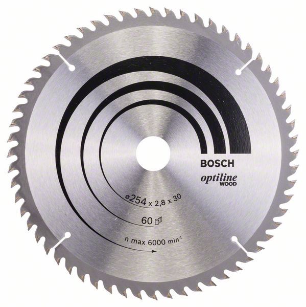 Pjovimo diskas medienai Bosch OPTILINE WOOD; 254x2,8x30,0 mm; Z60; -5°  