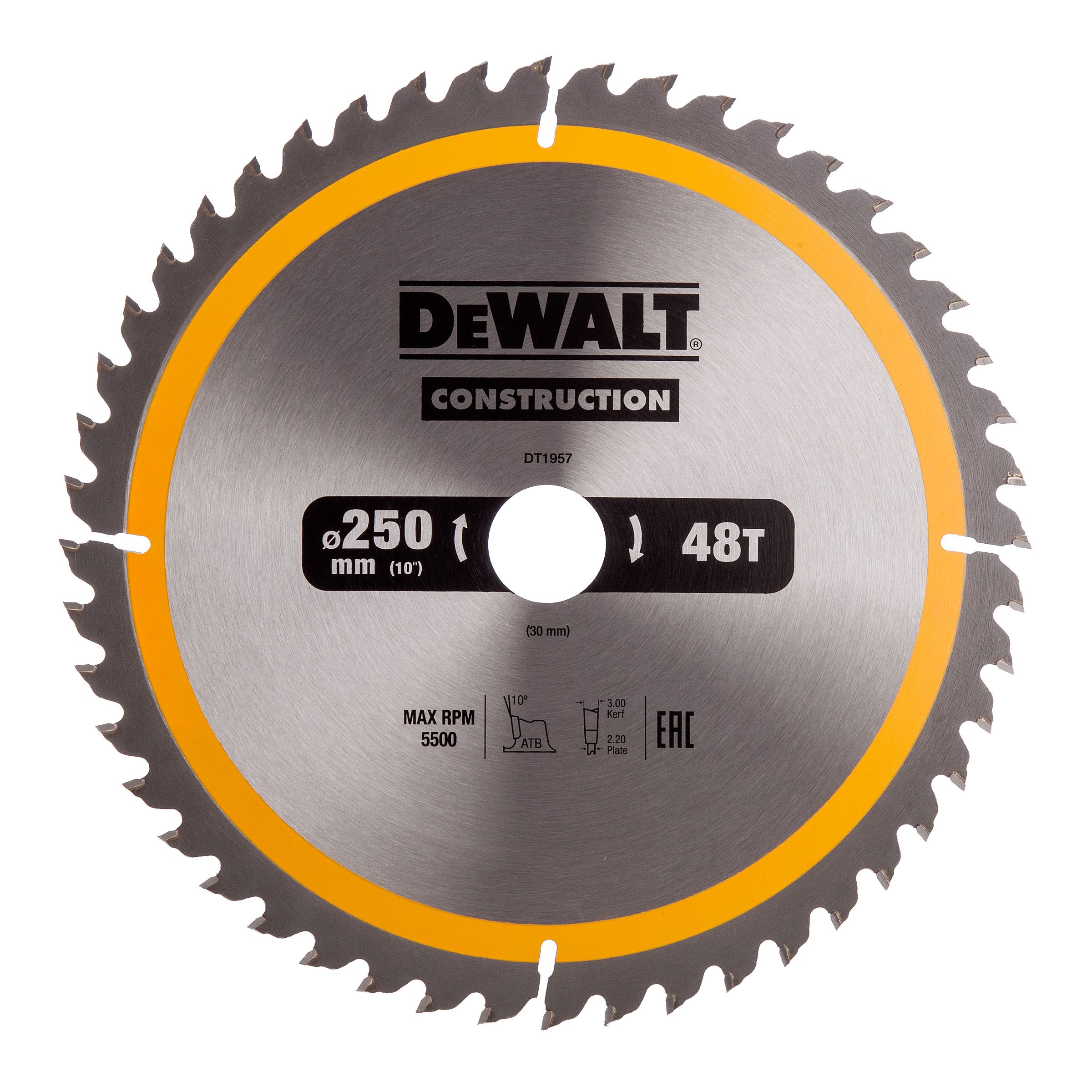 Pjovimo diskas DeWalt; 250x3x30,0 mm; Z48; 10° 