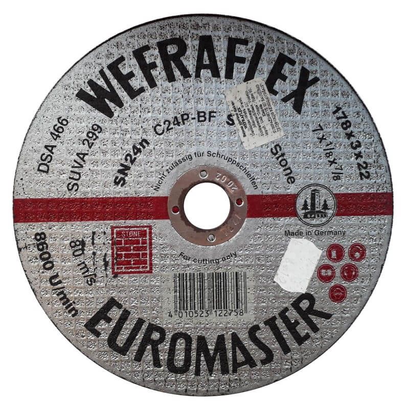 Abrazyvinis pjovimo diskas Wefra; 178x3x22 mm akmeniui